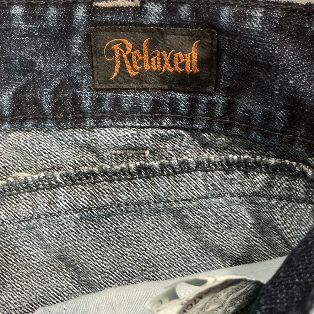 Wrangler Rock 47 Denim Relaxed Mens 36 X 32 Boot Cut Jeans Western Heavy Stitch